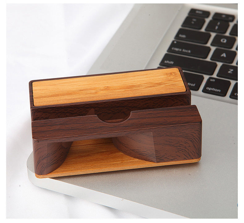Cell Phone Stand W/Sound Amplifier Natural Bamboo Wooden Desktop Mobile Phone Holder (Sound Stand)