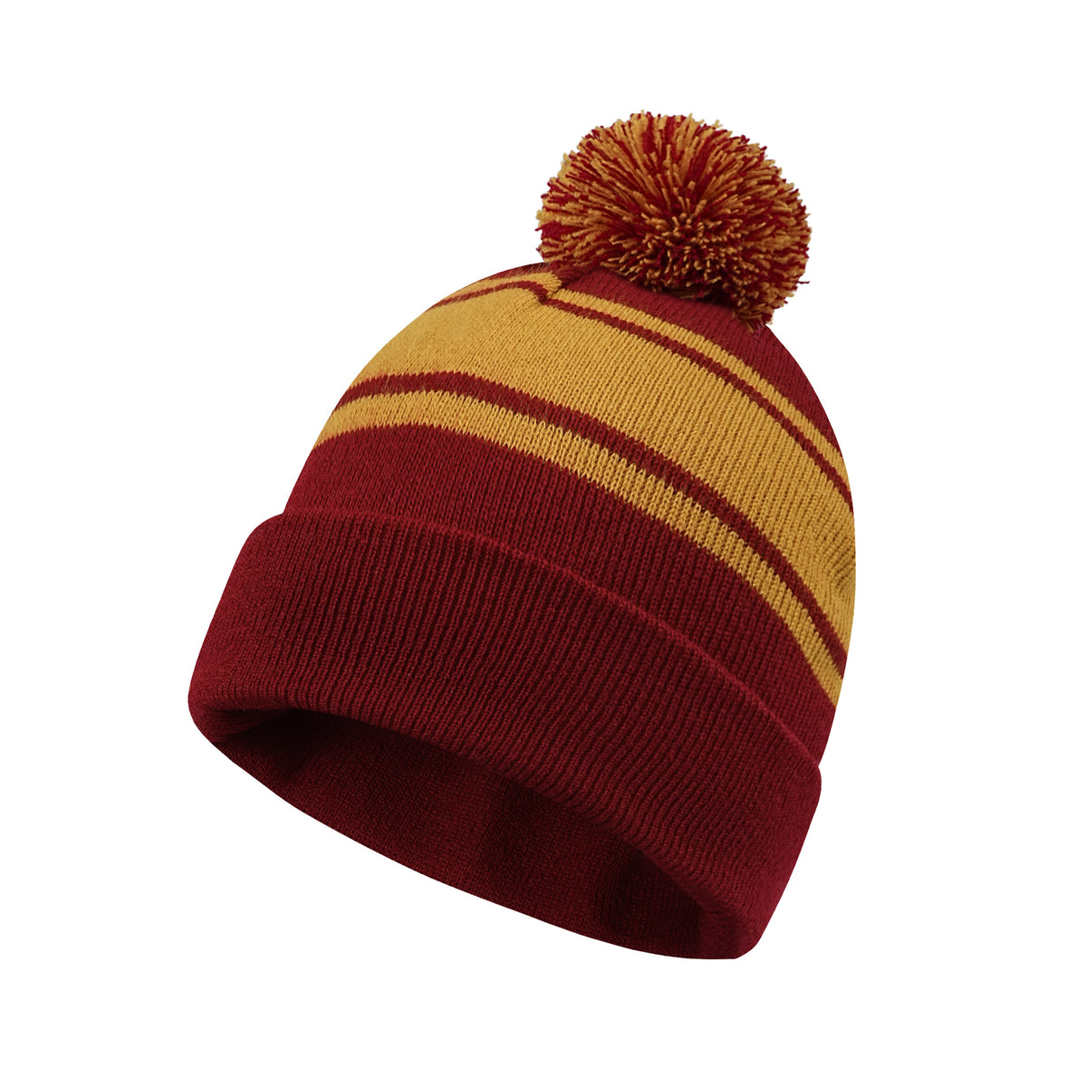 Colorful Striped Knit Hat W/ Pom-pom