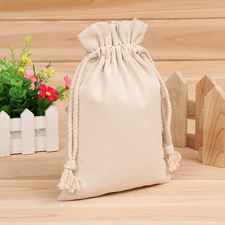 Custom 4" X 5.9" 8 Oz Cotton Canvas Cloth Drawstring Bags Jewelry Wedding Candy Gift Bags