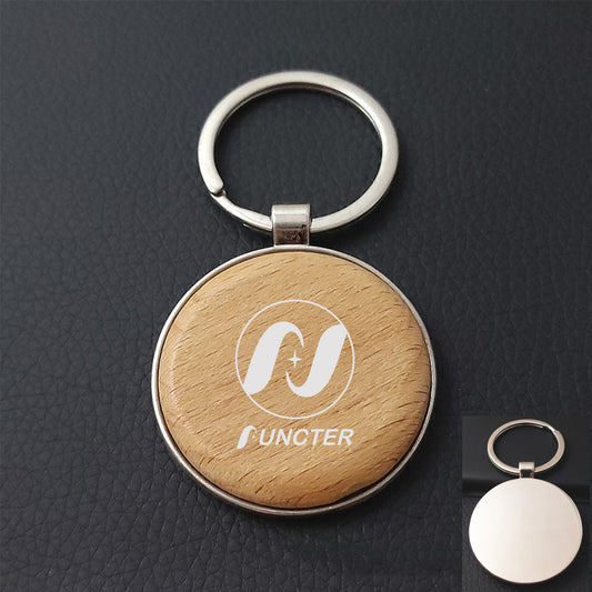 Round Wood-Metal Keychain