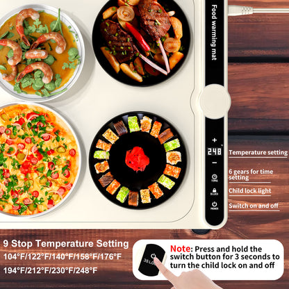 Food Warming Mat Electric Warming Tray Roll Up Food Warmers for Parties Buffet-Large Size