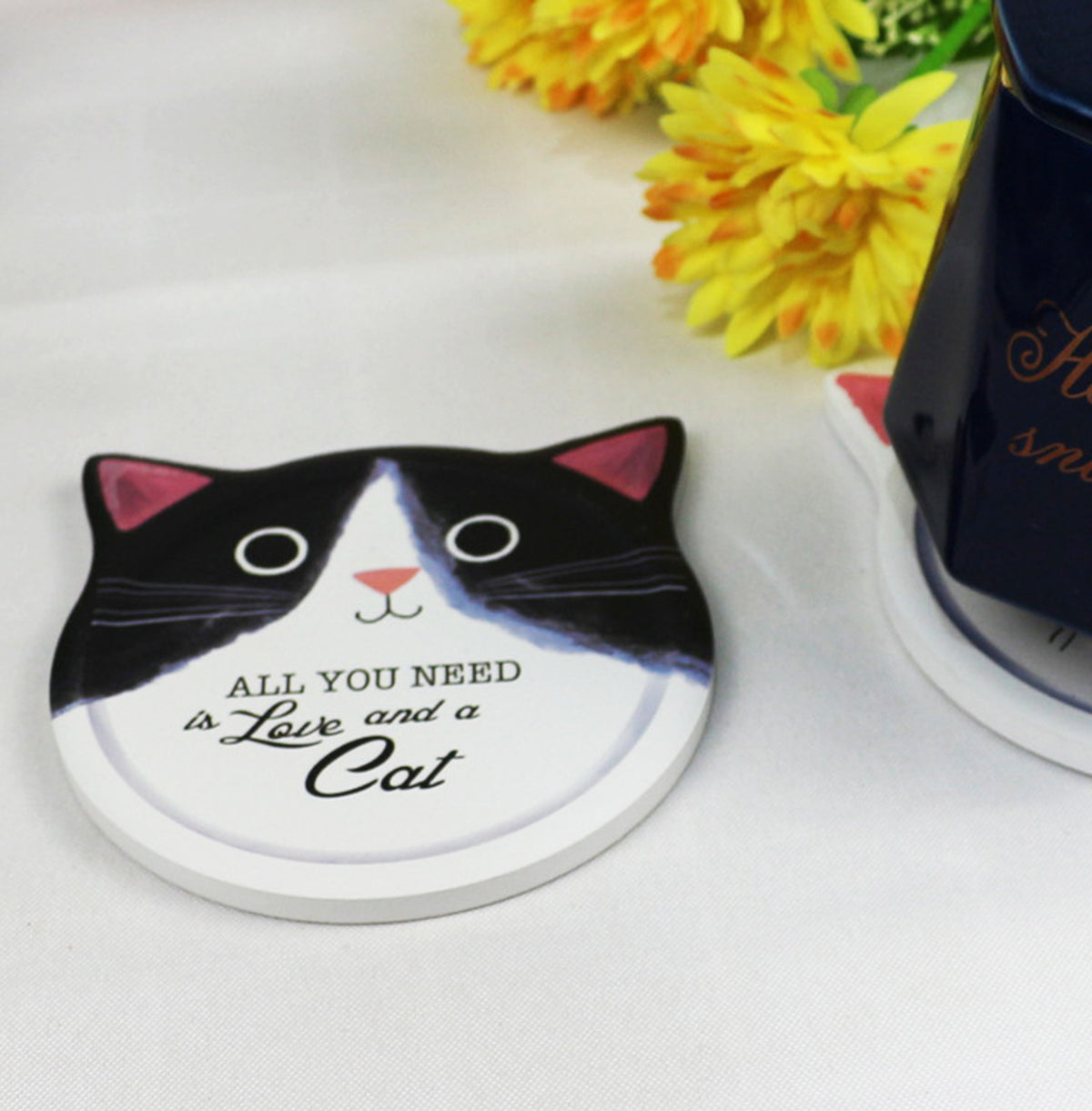 Cat Shape Absorbent Ceramic Stone Cup Coaster