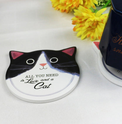 Cat Shape Absorbent Ceramic Stone Cup Coaster