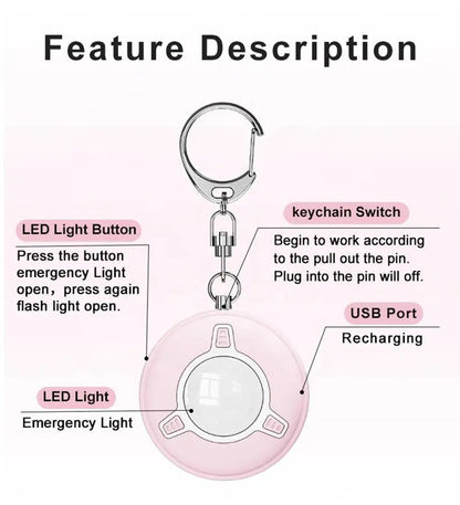 130dB Self Defense Keychain Siren Whistle with SOS LED