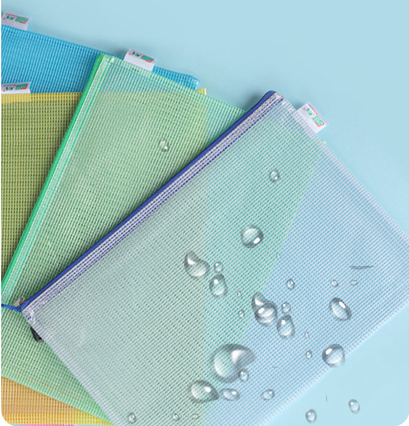 B6 Size Mesh Zipper Pouch Document Holder Bag File Document Pouch For School Office