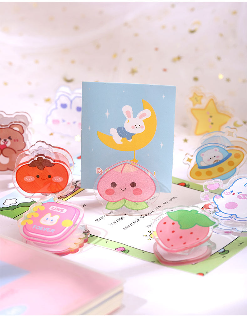 Cute Acrylic Album Memo Clip Bag Binder Sealing Clip Food Bag Clamp-Two Sides Imprint