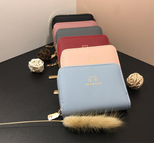 Credit Card Holder Wallet For Women Small Zipper Card Case Leather