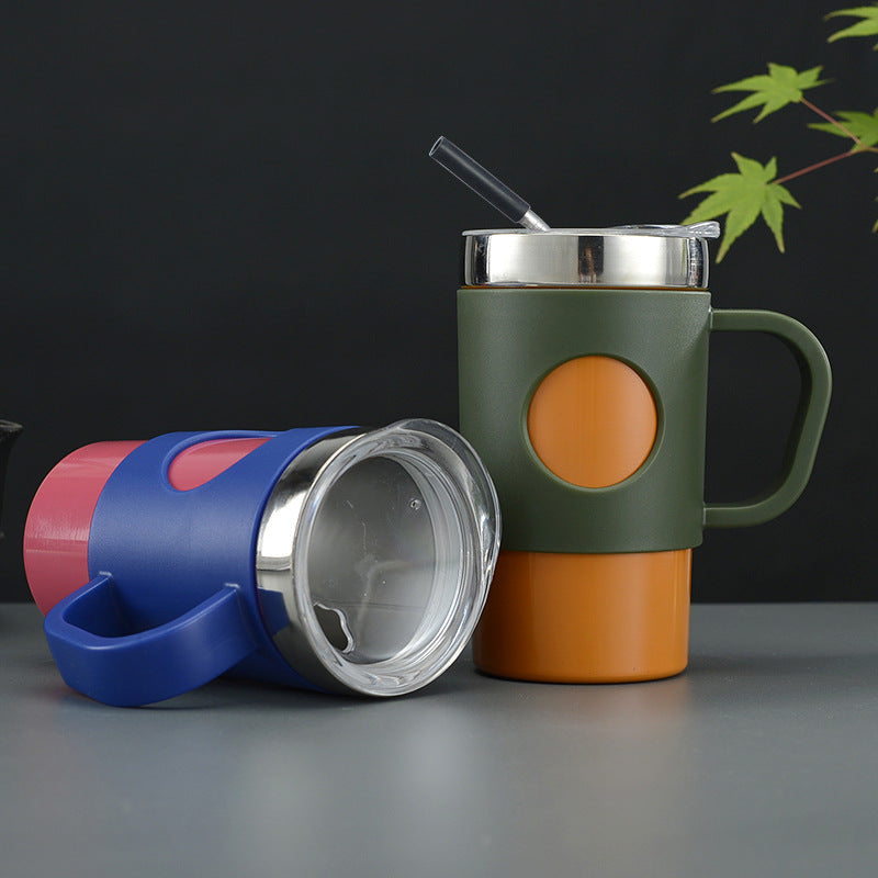 13 oz /400ml Coffee Mug Camping Mug Travel Tumbler Cup Insulated Water Bottle with Straw