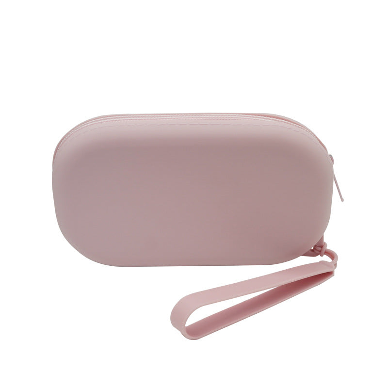 Multi Purpose Organizer Bag Portable Silicone Zippered Makeup Bag With Strap