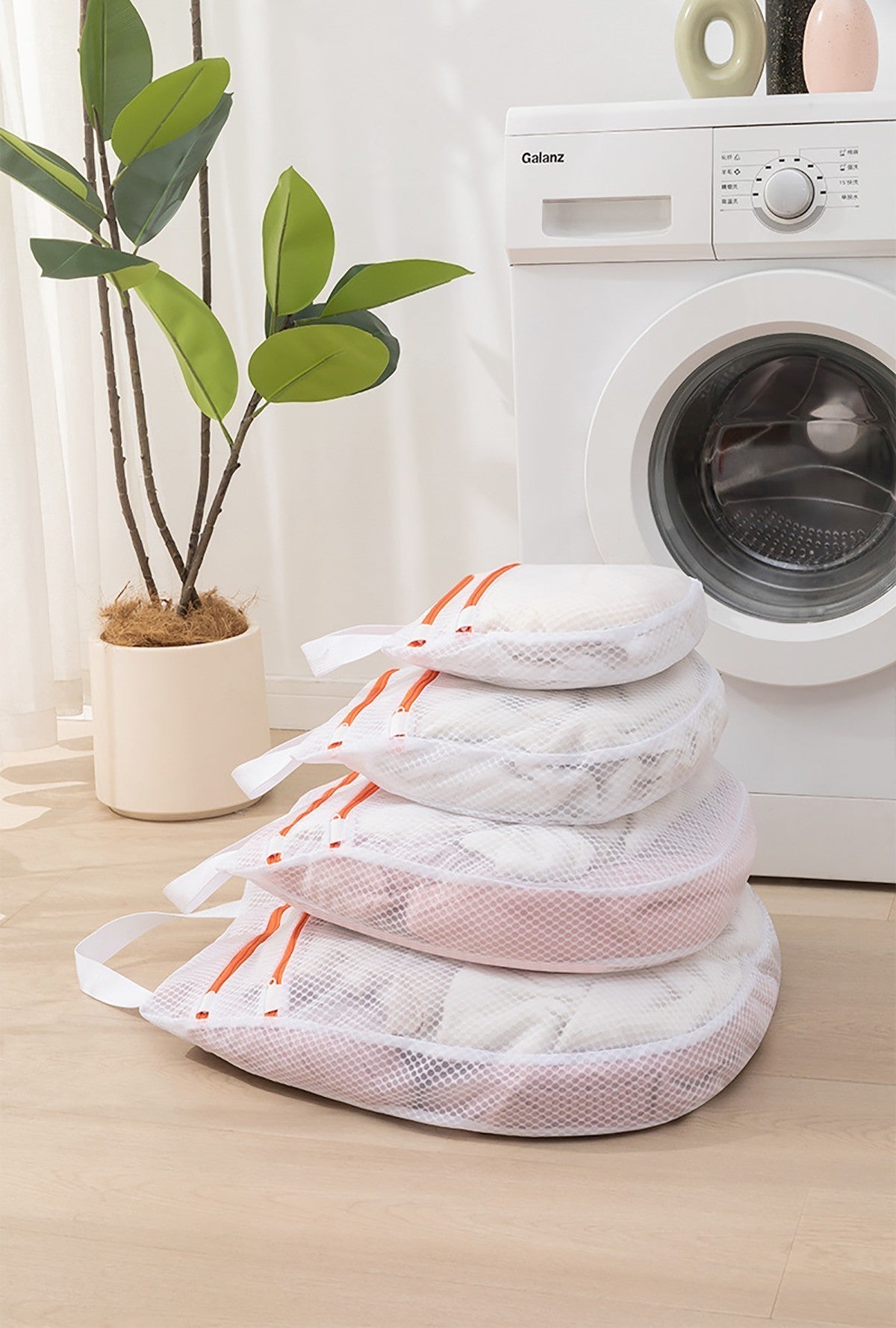 24x24" Portable Double Zippered Mesh Laundry Bags Laundry Wash Bags for Delicates-Woven Label