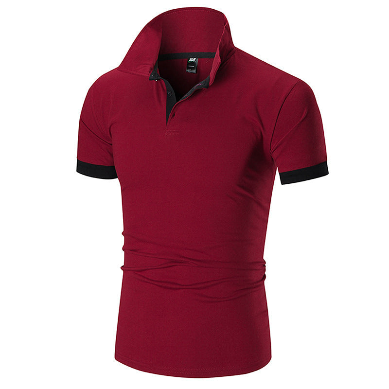 Men's Regular-fit Short-Sleeve Polyester Lapel Polo Shirt