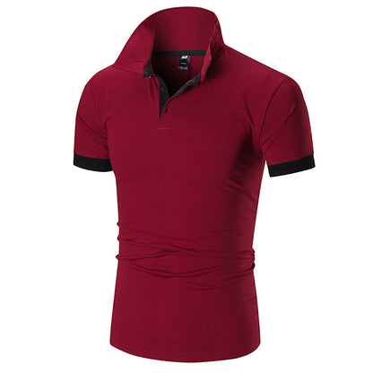 Men's Regular-fit Short-Sleeve Polyester Lapel Polo Shirt