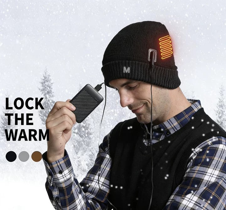 Heated Beanie for Men Women - USB Heated Hat Warming for Cold Morning Winter No Power Included