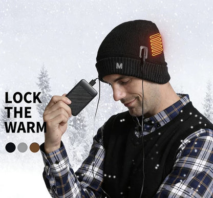 Heated Beanie for Men Women - USB Heated Hat Warming for Cold Morning Winter No Power Included