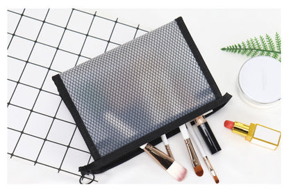 Waterproof Translucent Toiletry Pouch Bag Zipper Mesh Makeup Bag(Medium)