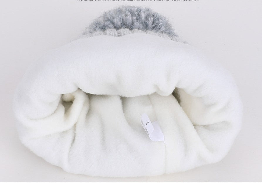 Children Cable Knit Beanie W/ Pom-pom Hat Scarf Gloves Set