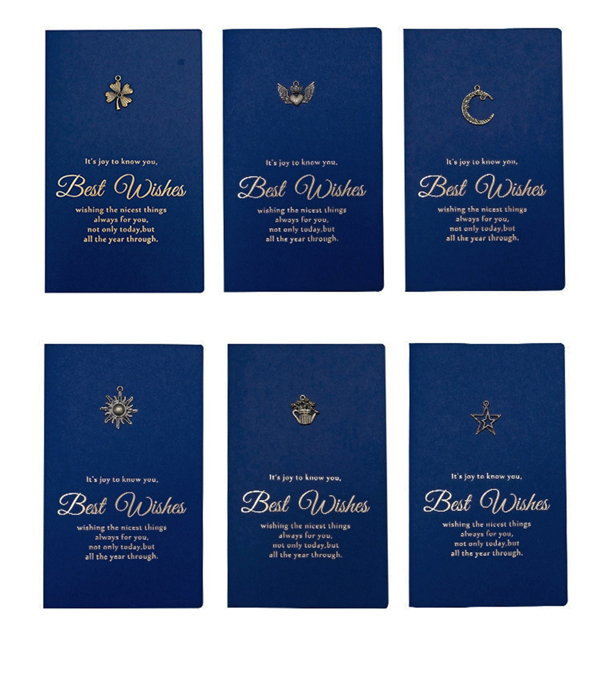 Blue Festival Greeting Card With Metal Accessories