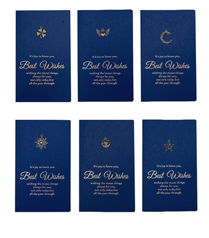 Blue Festival Greeting Card With Metal Accessories