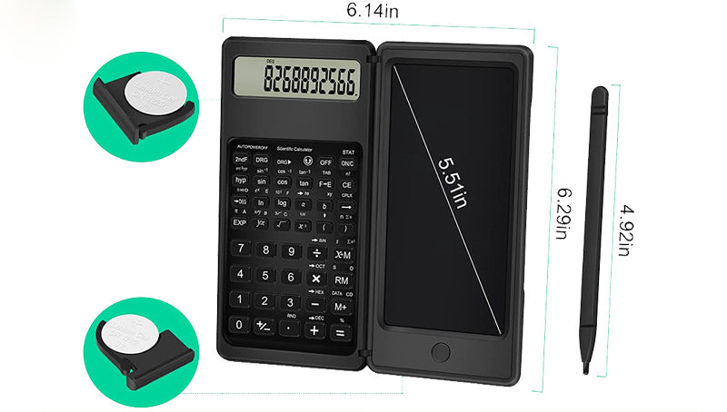 3" 1 Intelligent Folding Portable Scientific Function Calculator with LCD Writing Notepad
