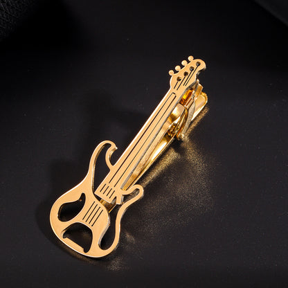 Stainless Steel Fashion Guitar Tie Bar Tie clip for Man