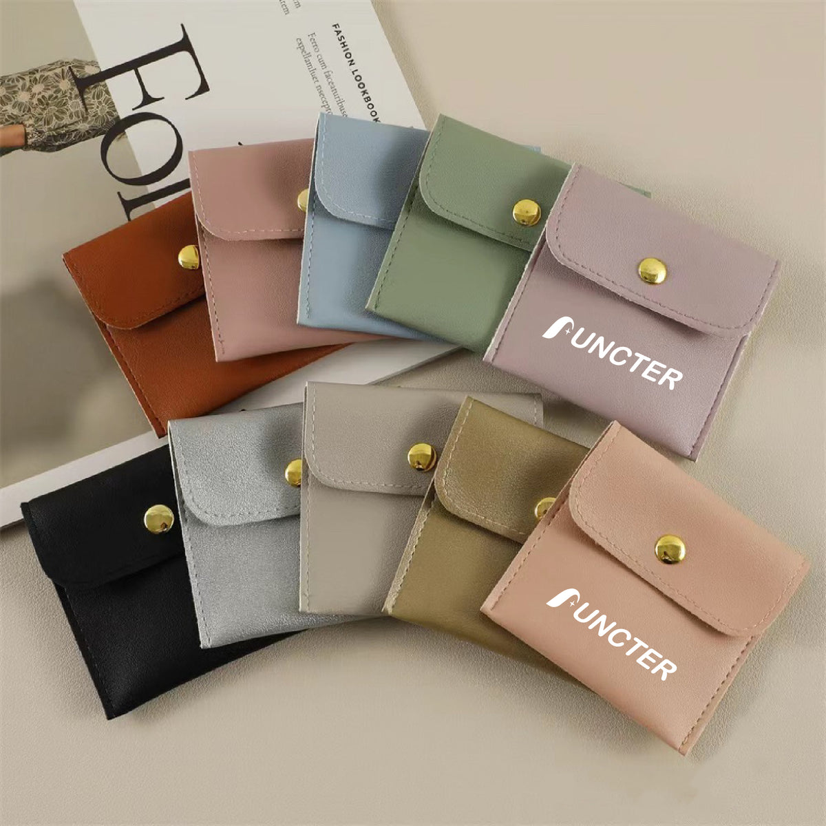 2.8" PU Jewelry Pouch with Snap Button Luxury Jewelry Pouch for Earring, Necklace