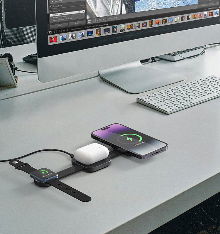 3" 1 Foldable Magnetic Wireless Charger Wireless Charging Pad For Multiple Device-Full color Print
