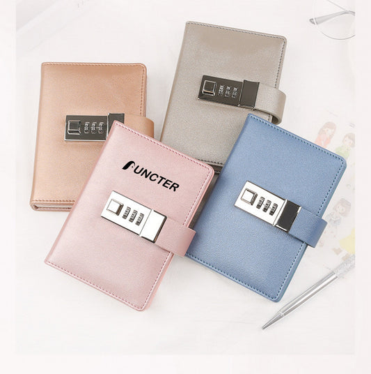 PU Leather Journal with Lock, Diary with Lock, Password Notebook