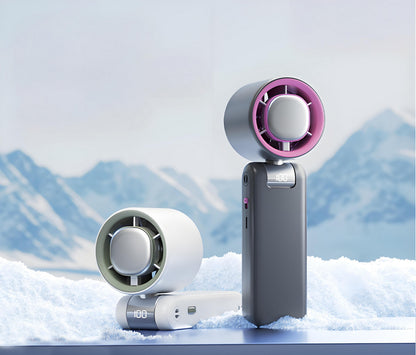 Handheld Fan Freezy Personal Fan Refrigeration Fan W/ 1-100 Stepless Adjusting & Battery Status