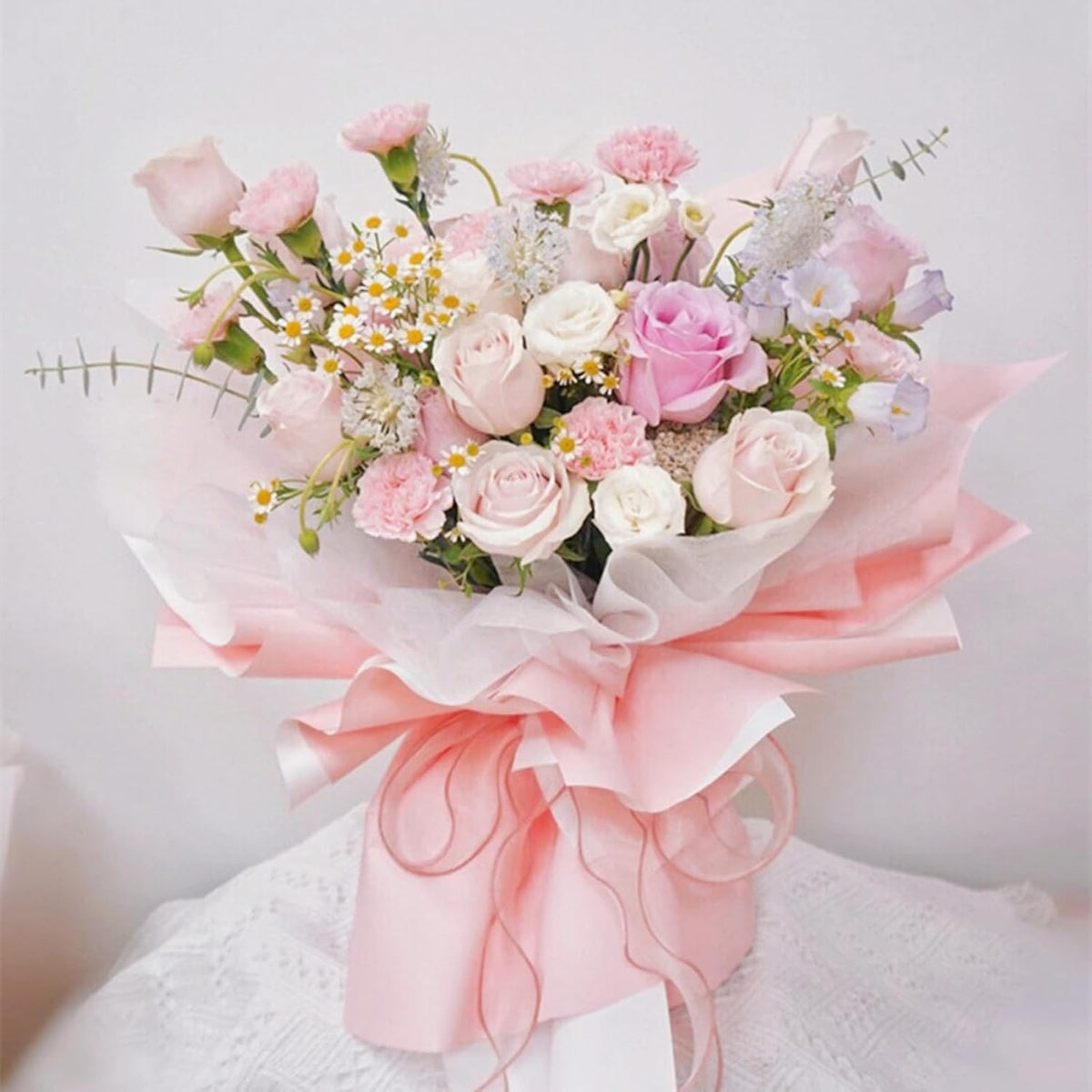 23" x 23" Floral Bouquet Wrap Paper - Pink