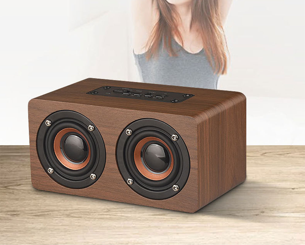 Portable Wood Time Display Wireless Speaker Alarm Clock