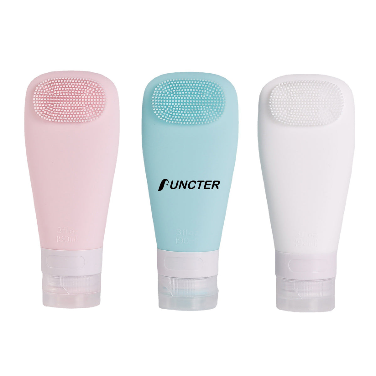 3 OZ Silicone Travel Split Bottles W/Bristle Brush