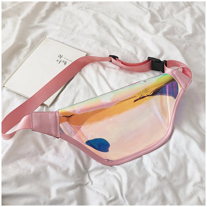 PVC Water Resistant Shiny Waist Bag Laser Waist Bum Bag W/Adjustable Belt