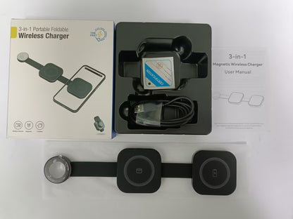 Engraved 3" 1 Foldable Magnetic Wireless Charger Wireless Charging Pad For Multiple Devices