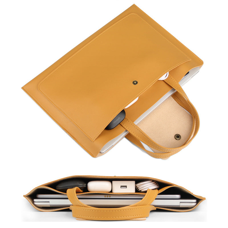 PU Leather 13" Laptop Bag Laptop Sleeve With Carrying Handle For Men And Women