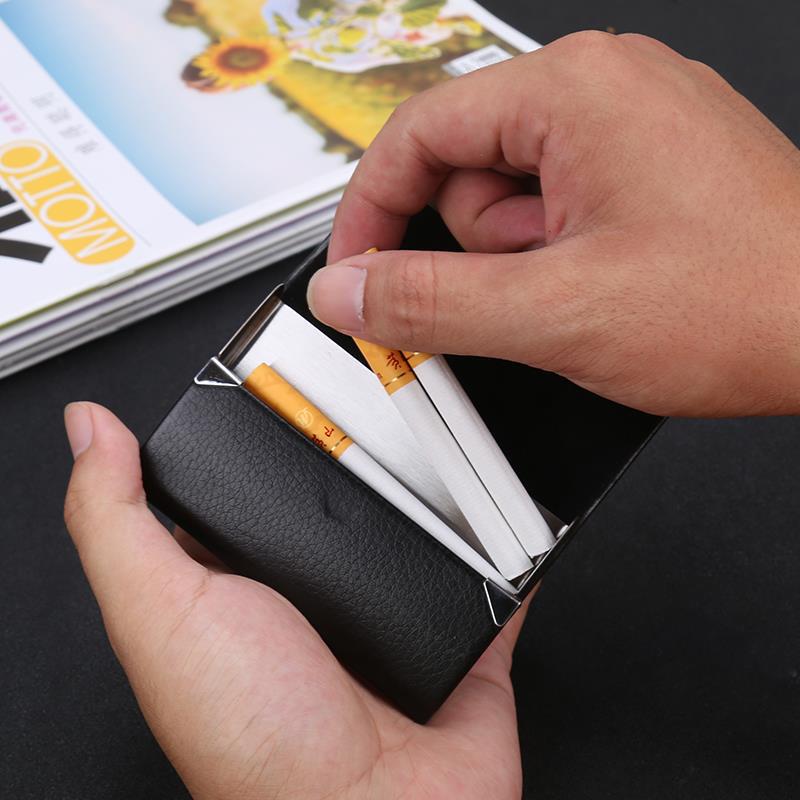 Business Card Cases PU Leather Name Card Holders Stainless Steel Multi Card Holders for Men Women