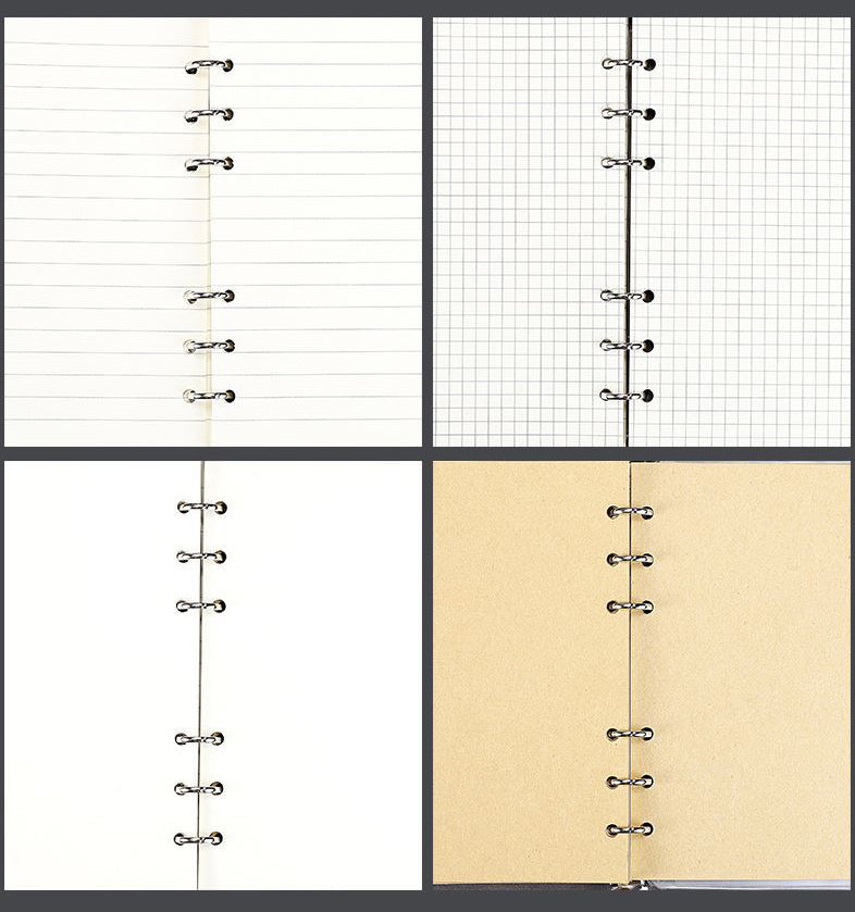 Retro A6 PU Leather Journal Daily Notebook With Clear Card Slots And Zippered Bag