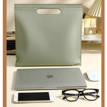 PU Leather Cut Out Handle Tote Bag With Magnetic Closure For Laptop & Files & Tech Accessories