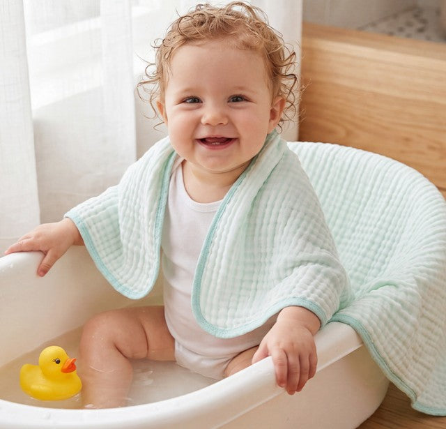 Soft 6-Layer Wash Cloths Muslin Towel Baby Bath Towel Burp Cloths Baby Toddler Blanket 43"x 43"