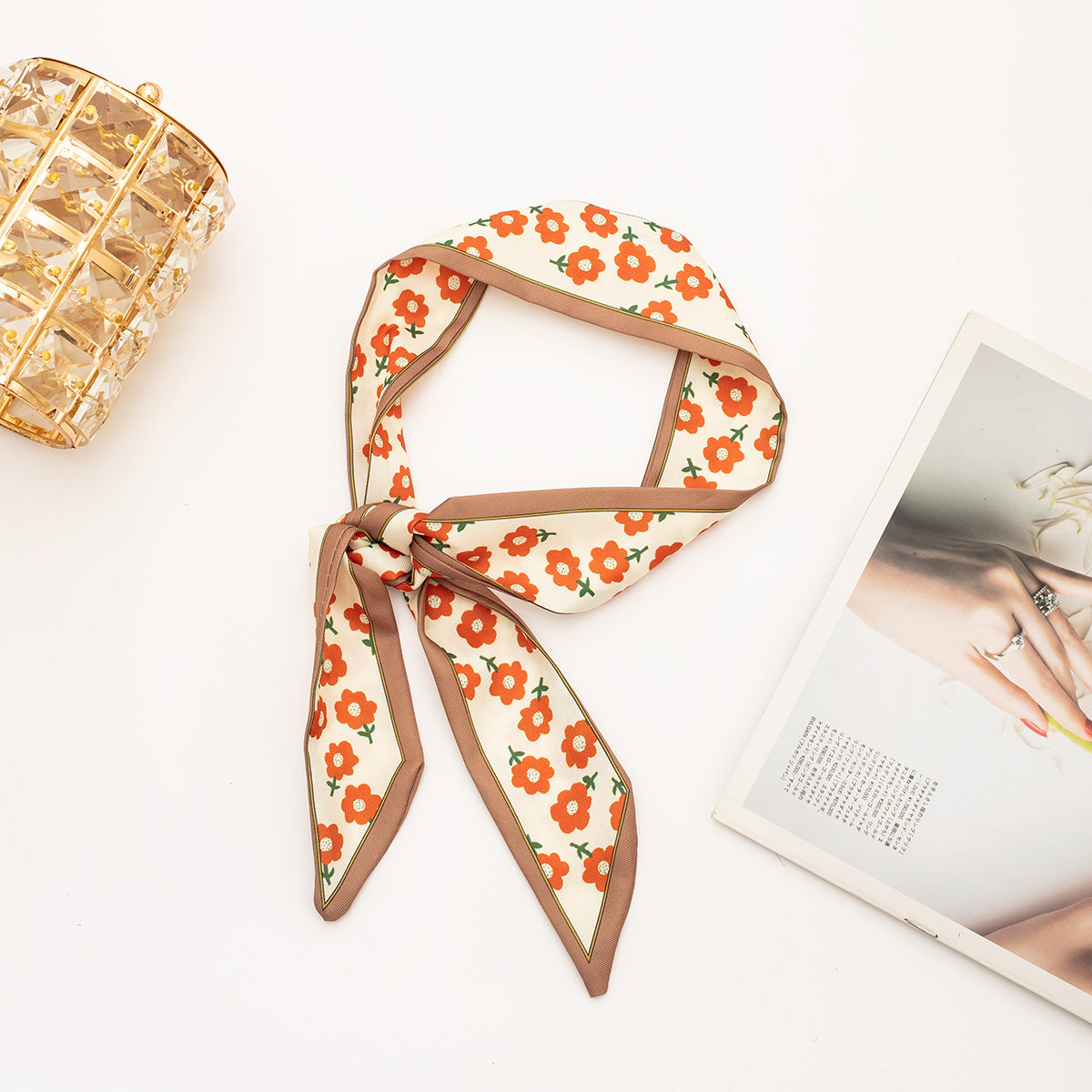 35" x 2" Full Custom Floral Neckerchief Long Hair Ribbon Neck Scarf Handbag Wrap Neck Tie #33