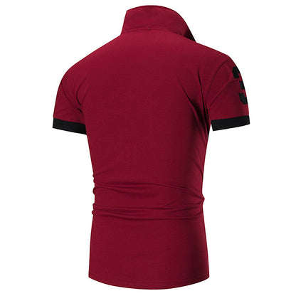 Men's Regular-fit Short-Sleeve Polyester Lapel Polo Shirt
