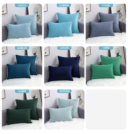 15 x 8" Pompoms Pillowcase Boho Ball Tassel Trimmed Pillowshams Pompom Fringe Cute Pillowcase