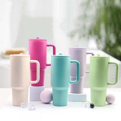 40 Oz/1200ml Car Tumbler Insulated Stainless Steel Water Bottle With Handle & Lid & Flip Straw
