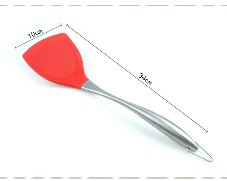 Silicone Solid Turner W/Stainless Steel Handle-Heat Resistant Silicone Tools Non-Stick Cookware