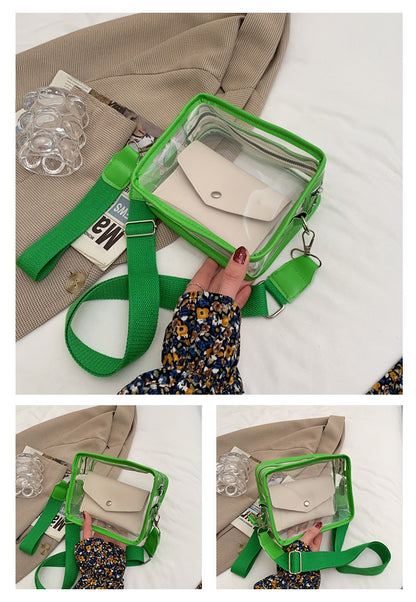 PVC Transparent Crossbody Bag Single Shoulder Bag W/One Separate Pouch
