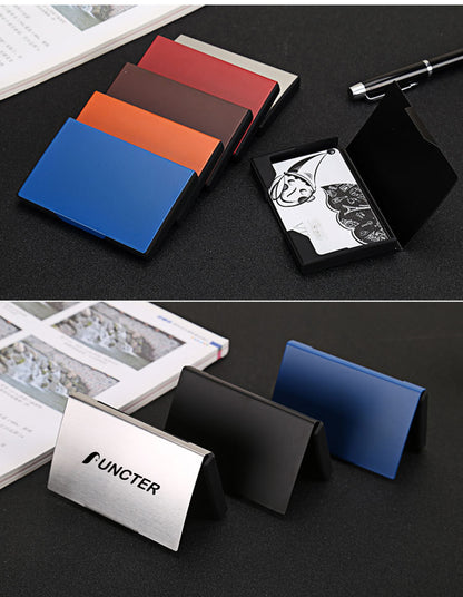 Stainless Steel Business Card Holder W/Plastic Cover