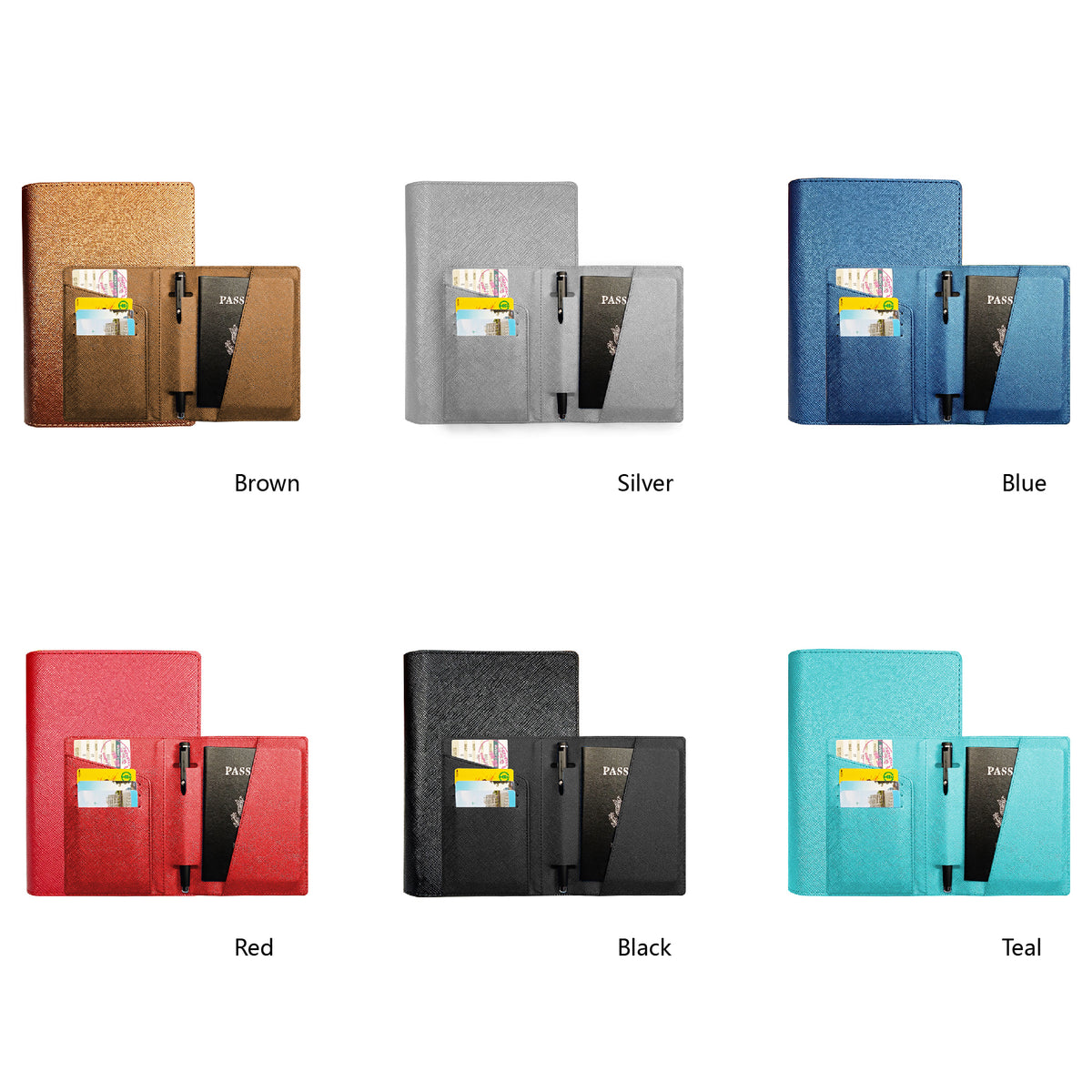 Saffiano Texture Passport Holder PU Leather Passport Wallet Travel Wallet