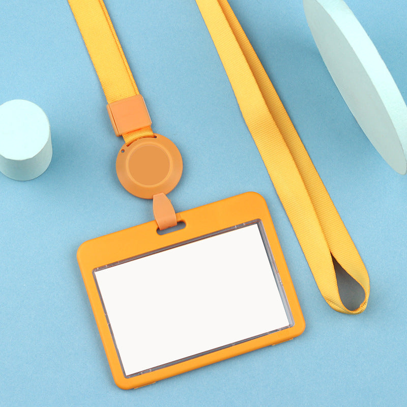 Plastic Horizontal Badge Holder With Retractable Lanyard