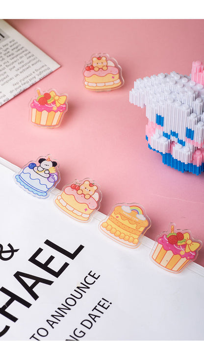 Cake Shaped Acrylic Album Memo Clip Bag Binder Sealing Clip Food Bag Clamp-Two Sides Imprint