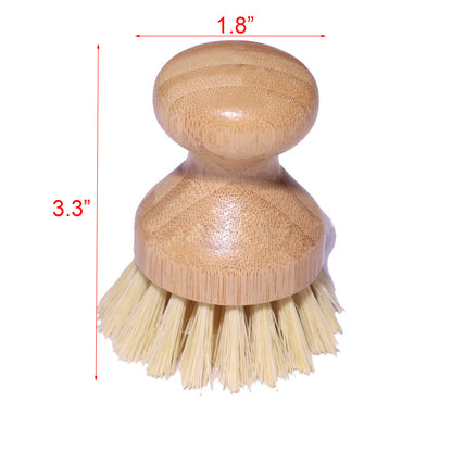 Round Top Shape Bamboo Cleaning Scrub Brush Pot Brush