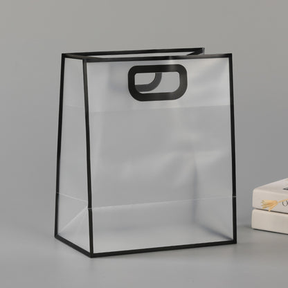 Custom Clear Tote Bag with Handle, Transparent PVC Reusable Gift Wrap Bag (L)